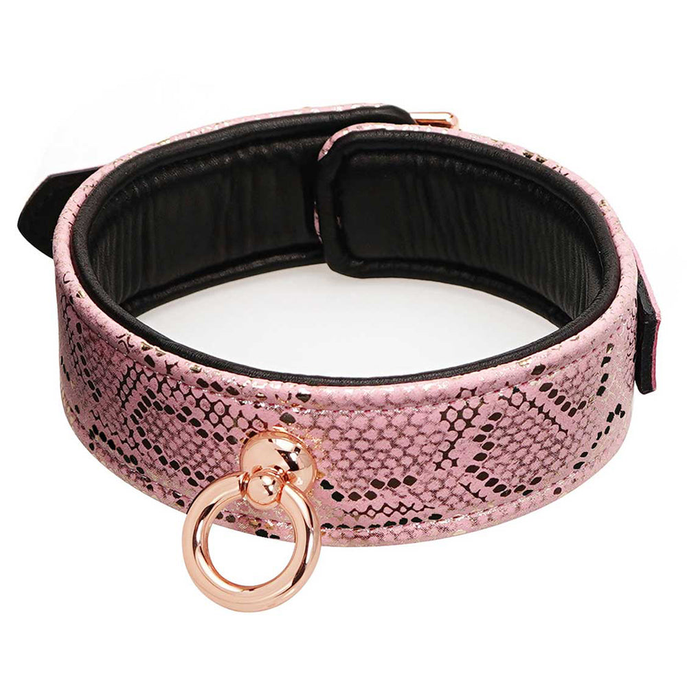 Spartacus Microfiber Collar & Leash Leather Lining Pink