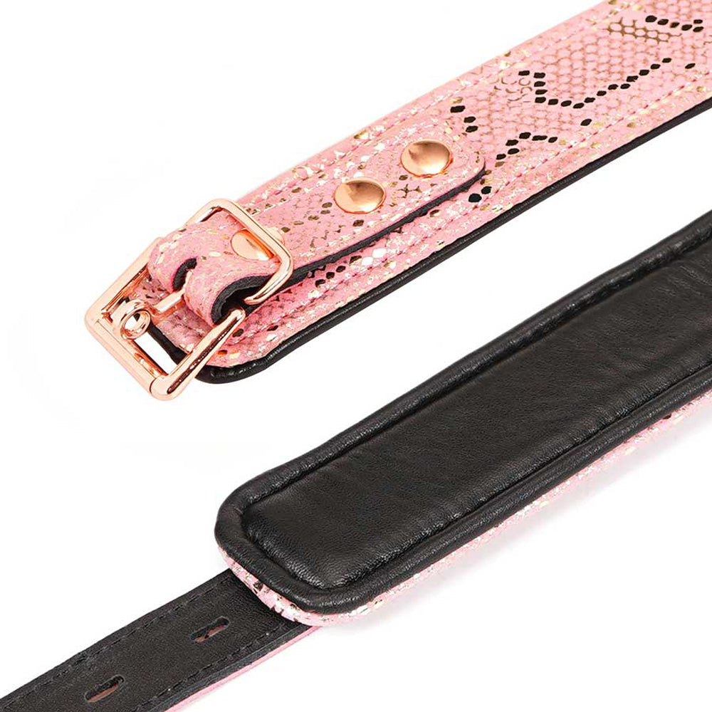 Spartacus Microfiber Collar &amp; Leash Leather Lining Pink
