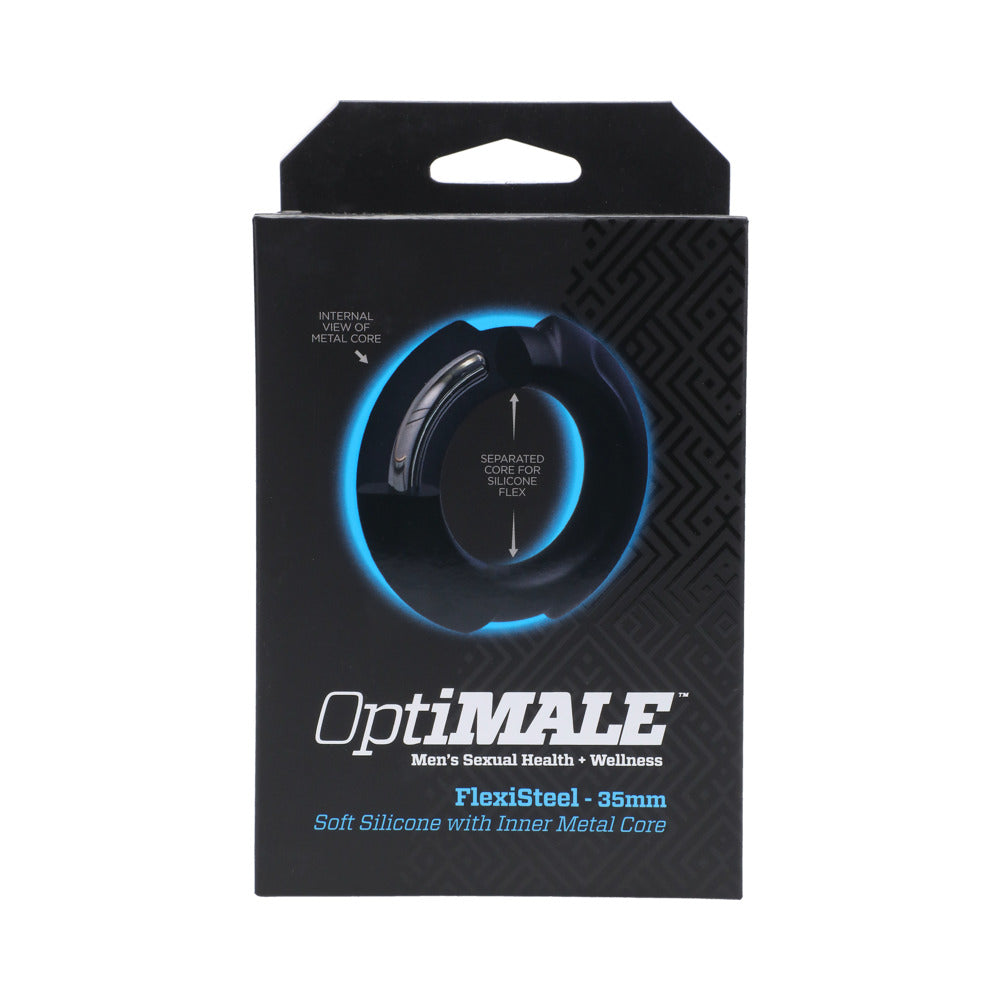 Optimale Flexisteel Silicone, Metal Core Cock Ring 35 Mm Black