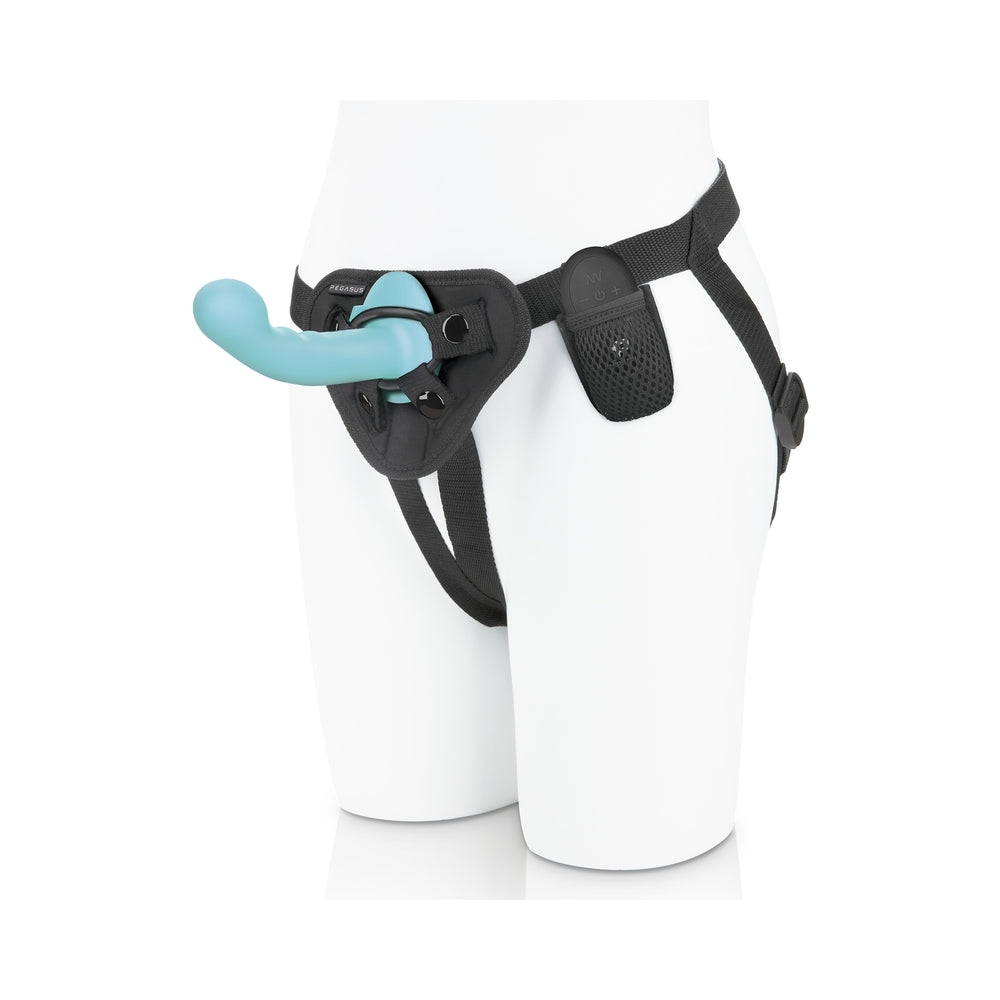 Pegasus Remote Control Ripple P-Spot G-Spot Peg Silicone Dildo With Harness 6 In.