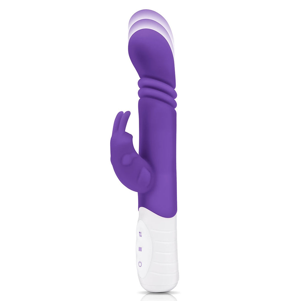 Rabbit Essentials Thrusting Slim Shaft Rabbit Vibrator Purple