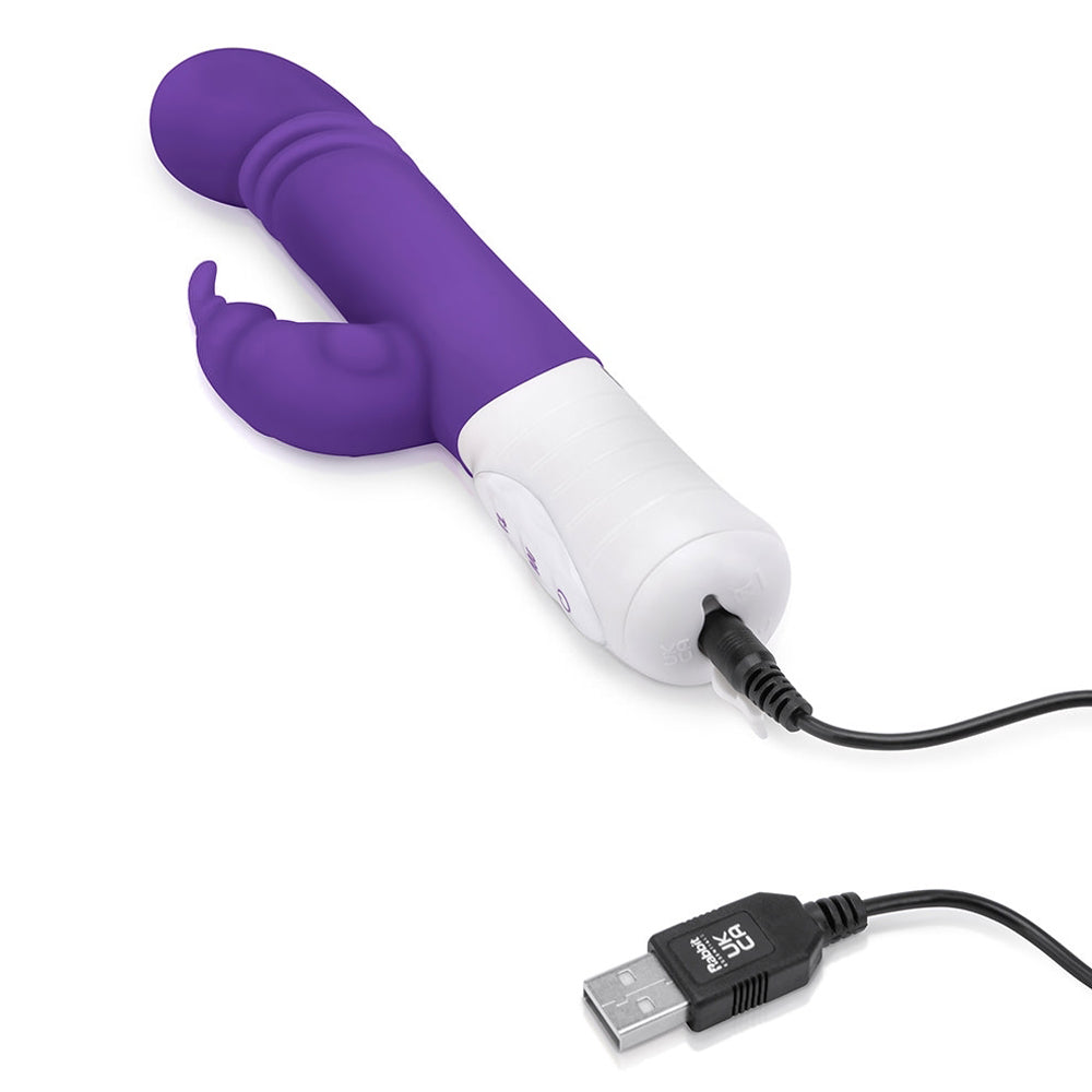 Rabbit Essentials Thrusting Slim Shaft Rabbit Vibrator Purple