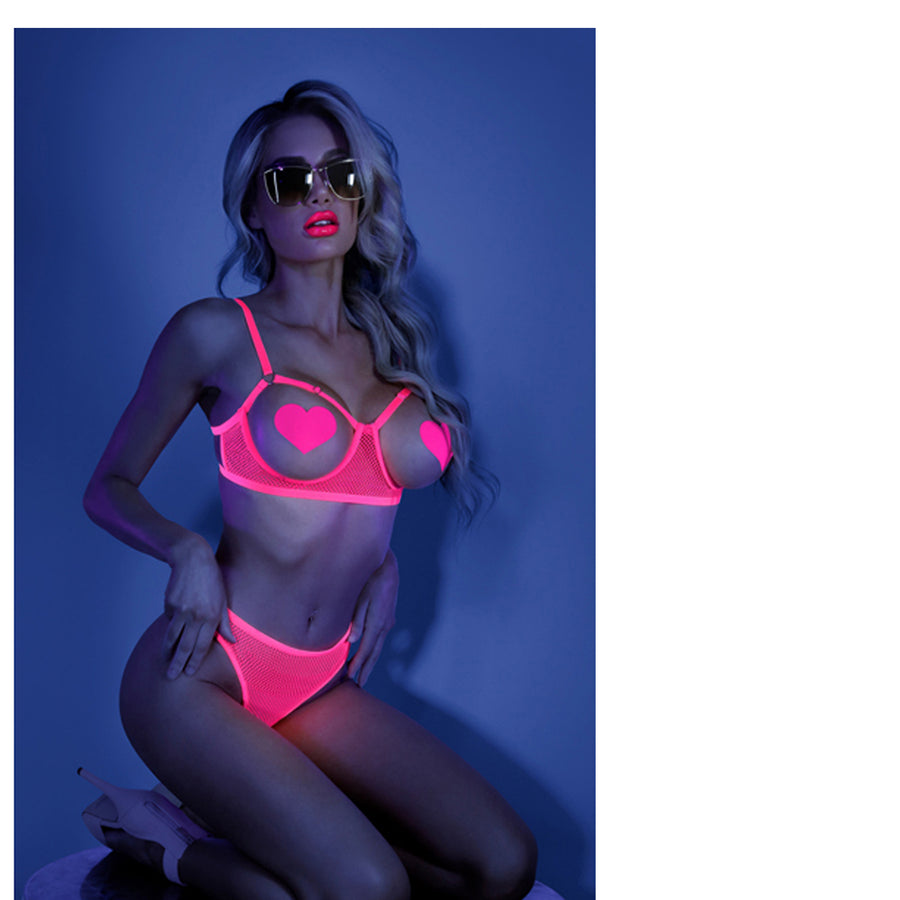 Fantasy Lingerie Glow Sweet Escape Open-Cup Cage Bra &amp; Crotchless Panty