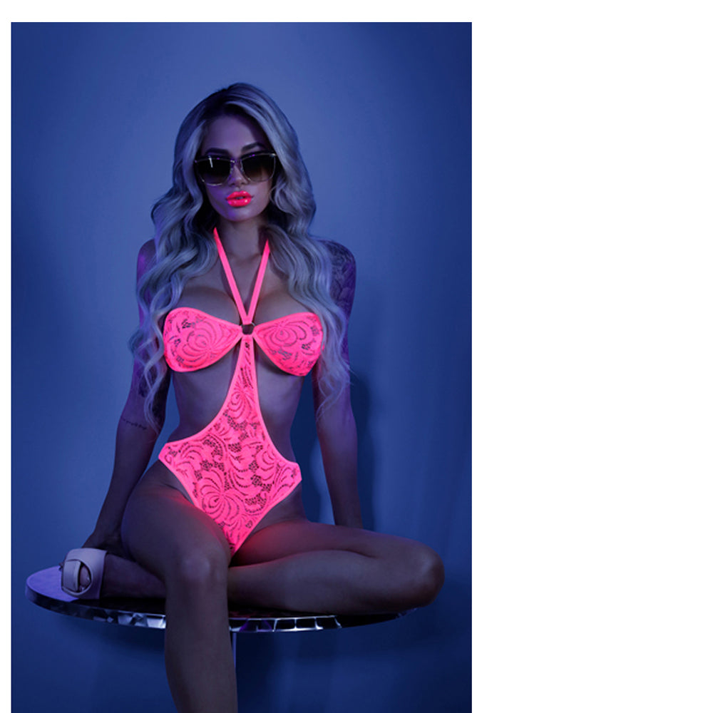 Fantasy Lingerie Glow Impress Me Lace Bodysuit With Open-Cage Back