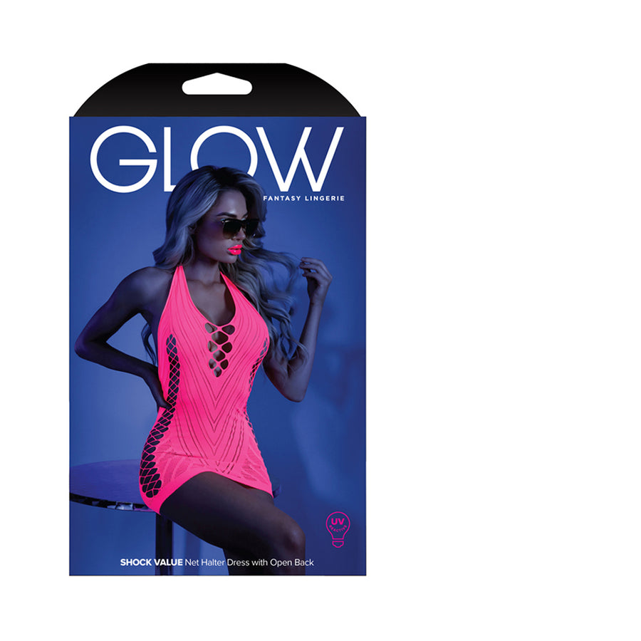 Fantasy Lingerie Glow Shock Value Net Halter Dress With Open Back