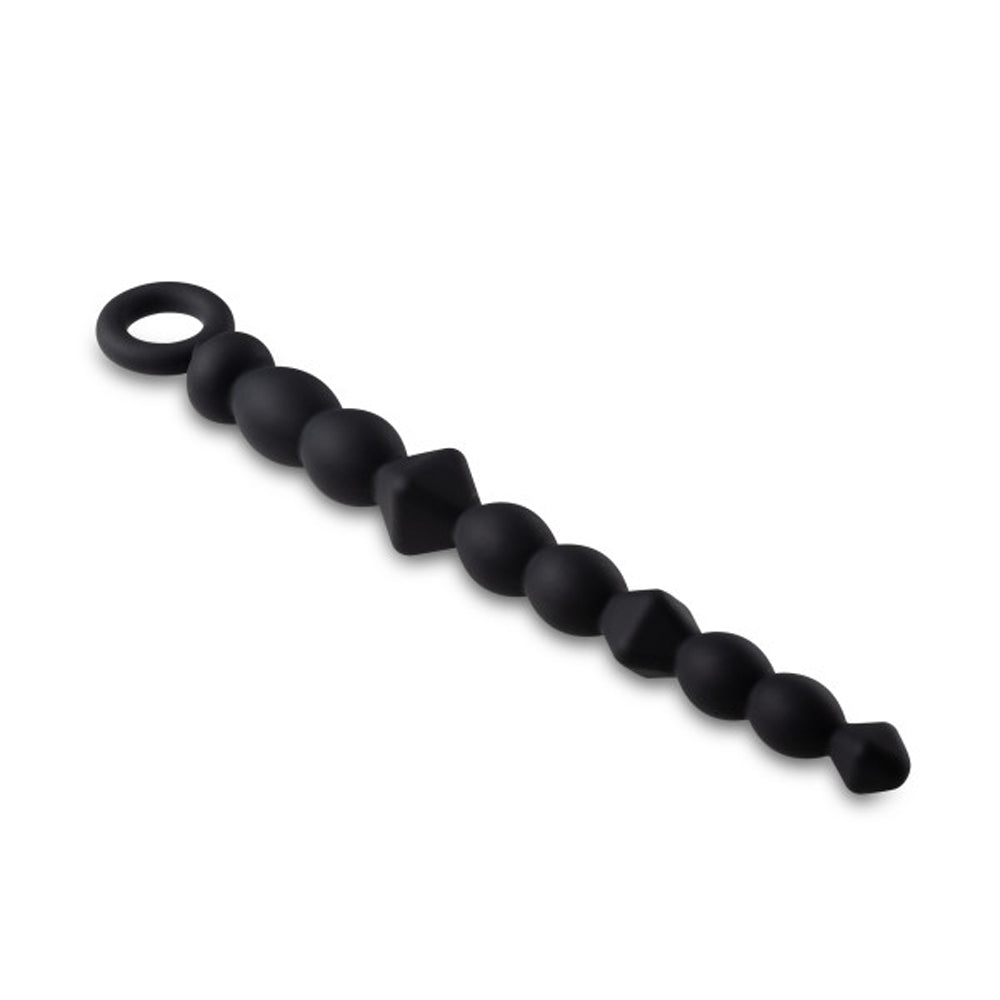 Anal Adventures Platinum - Silicone Beginner Anal  Beads - Black