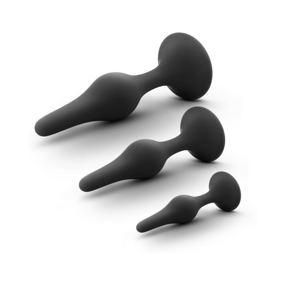Anal Adventures Platinum Silicone Beginner Plug Kit - Black