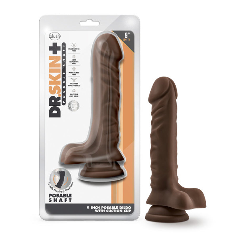 Dr. Skin Plus Pos Dildo W/Balls 9In Choc