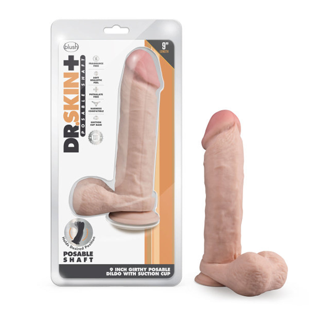 Dr. Skin Plus Posable Dildo W/Balls 9inch