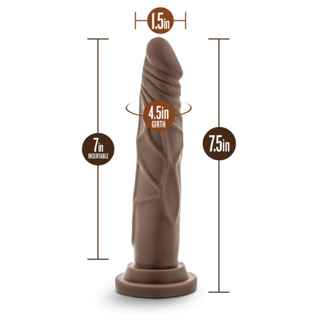 Dr. Skin Dr. Carter Dong With Suction Cup Silicone 7 In. Chocolate