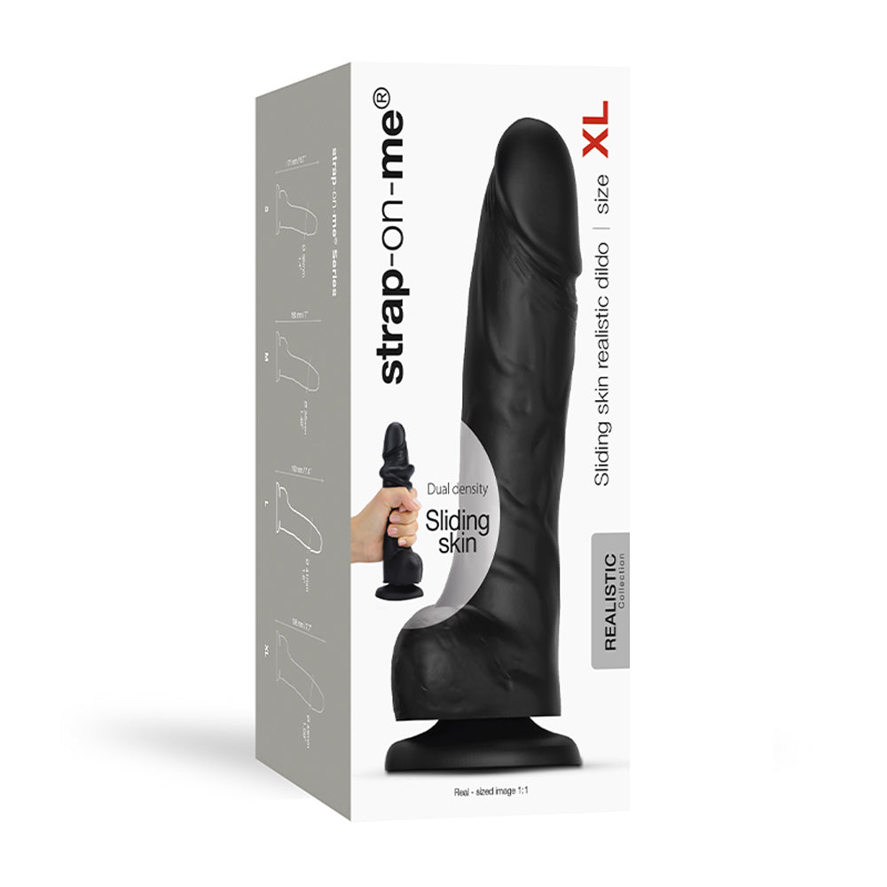 Strap-On-Me Sliding Skin Realistic Dual-Density Dildo Black Xl