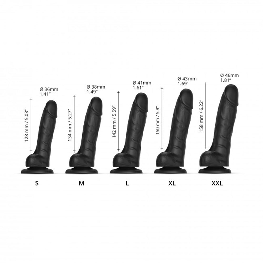Strap-On-Me Sliding Skin Realistic Dual-Density Dildo Black L