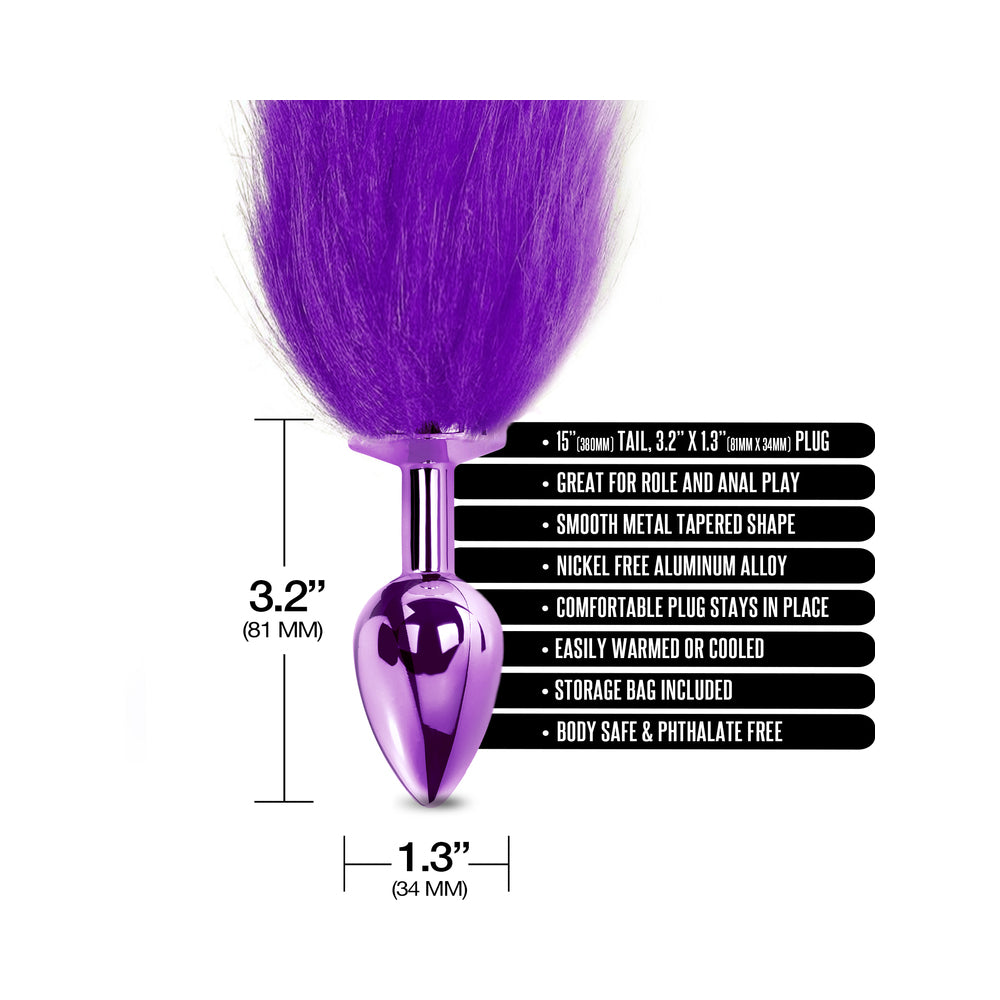 Nixie Metal Butt Plug With Ombre Tail Purple Metallic