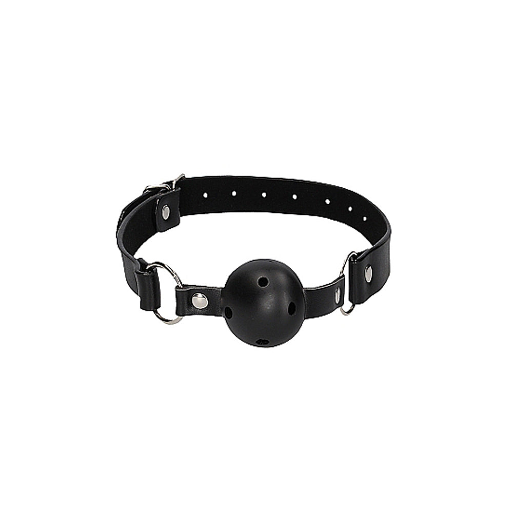 Ouch! Black &amp; White Breathable Ball Gag With Nipple Clamps Black