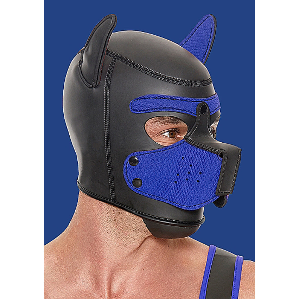 Puppy Play Neoprene Puppy Hood Blue/Black