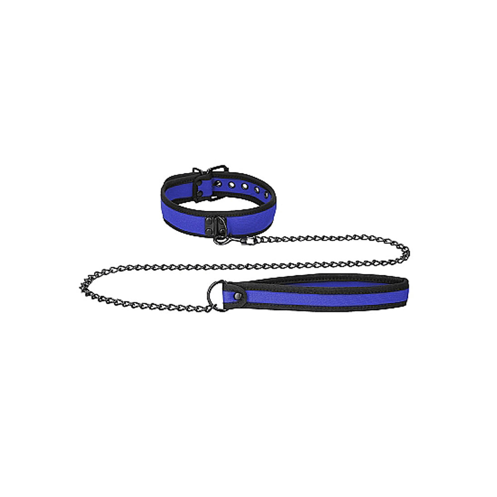 Puppy Play Neoprene Collar With Leash Blue/black