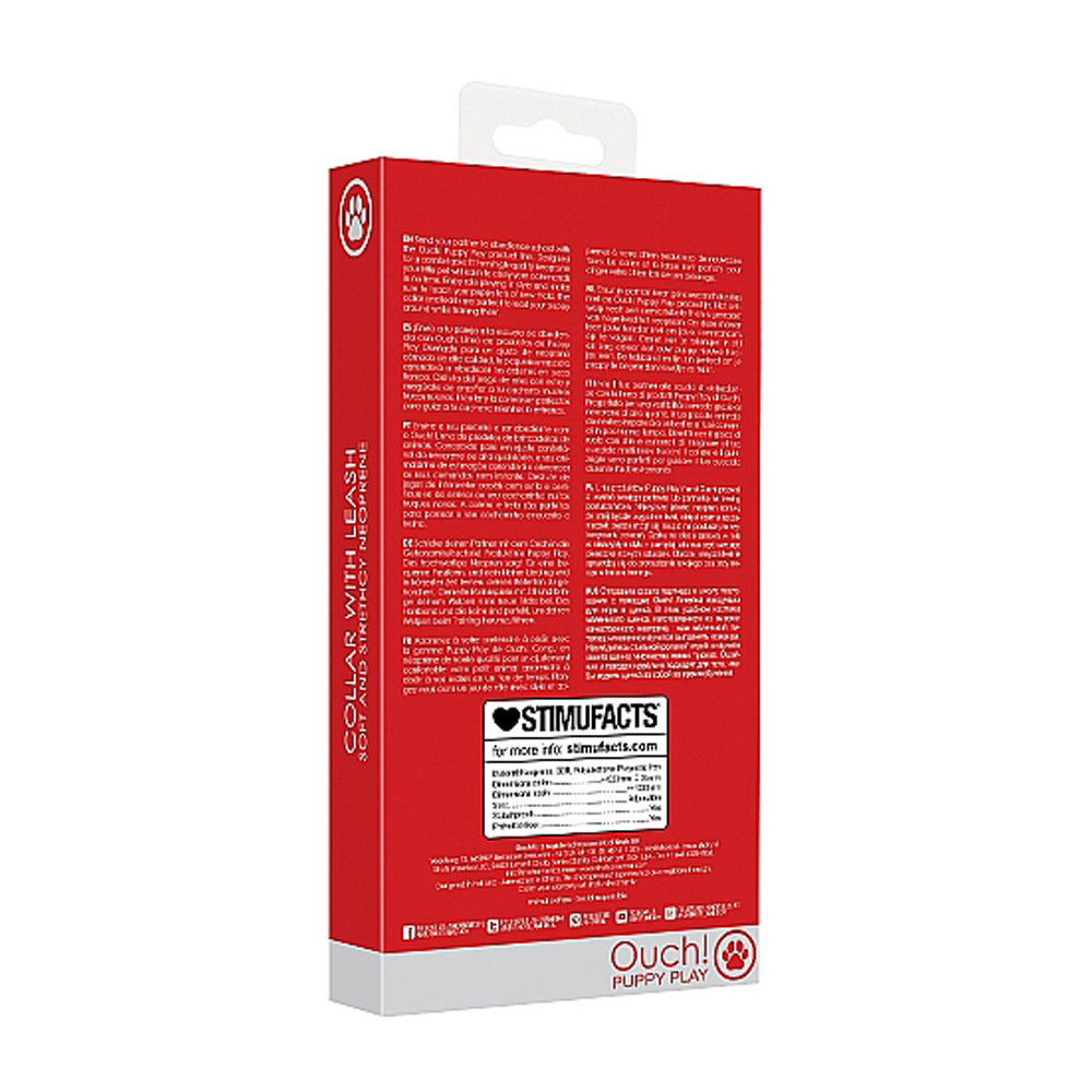 Puppy Play Neoprene Collar With Leash Red/Black