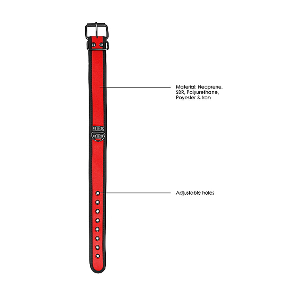 Puppy Play Neoprene Collar With Leash Red/Black