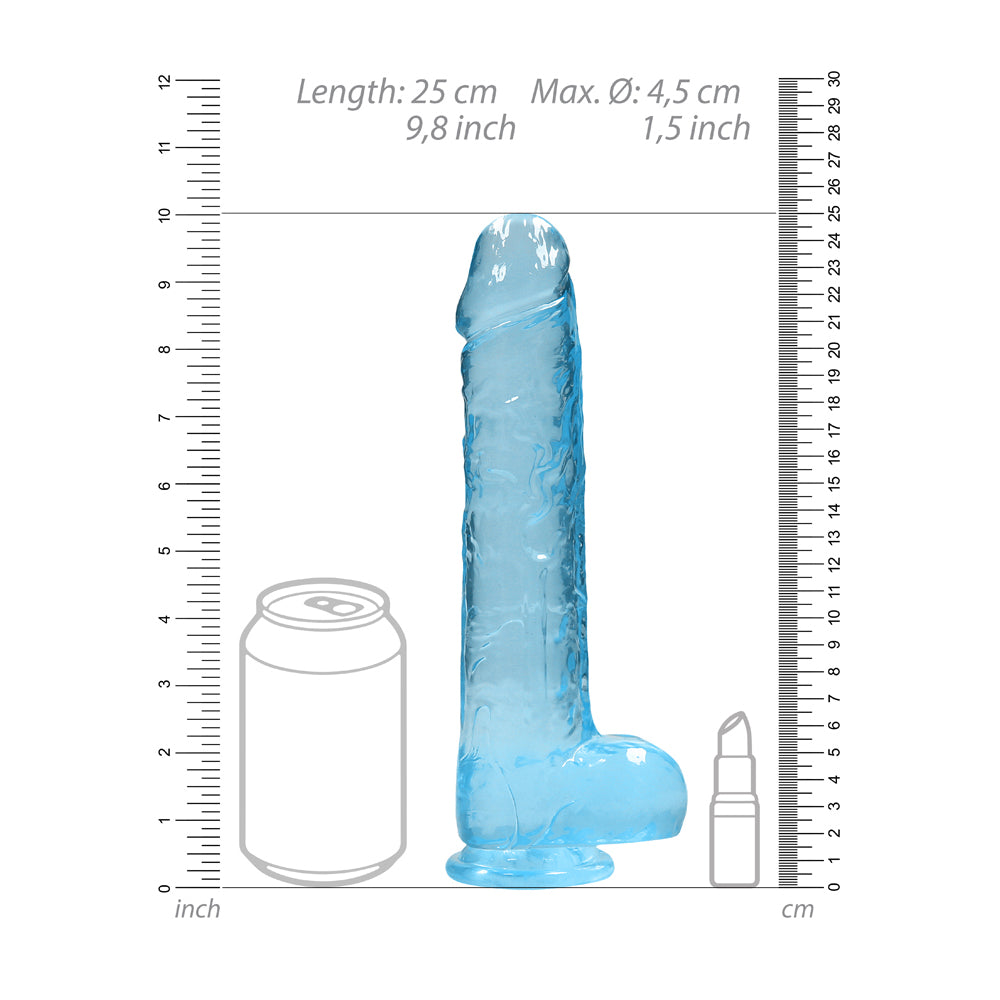 Realrock Crystal Clear Realistic Dildo With Balls 9 In. Blue
