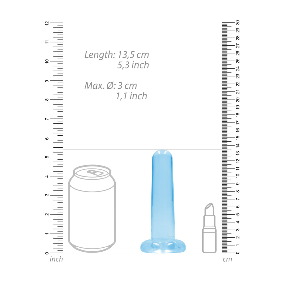 Realrock Crystal Clear Non-Realistic Dildo With Suction Cup 5.3 In. Blue