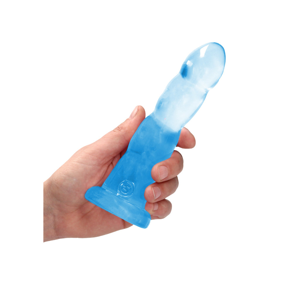 Realrock Crystal Clear Non-Realistic Dildo With Suction Cup 7 In. Blue