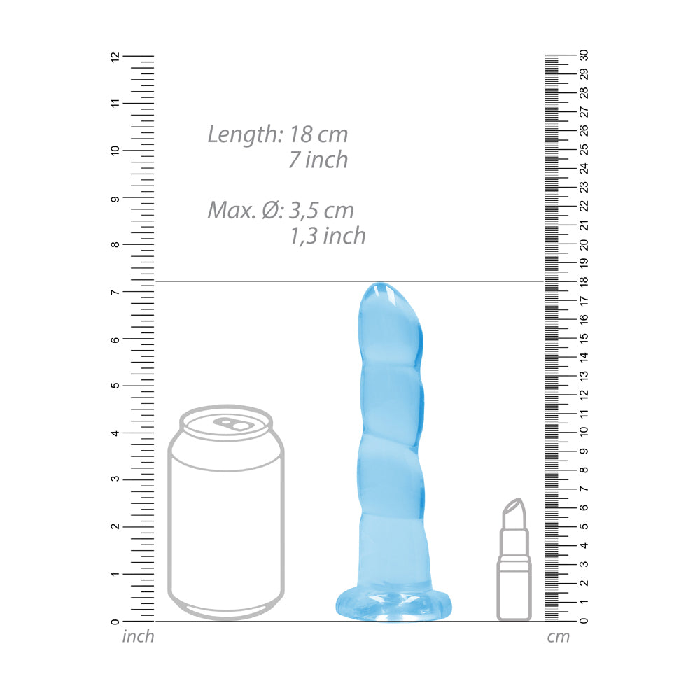 Realrock Crystal Clear Non-Realistic Dildo With Suction Cup 7 In. Blue