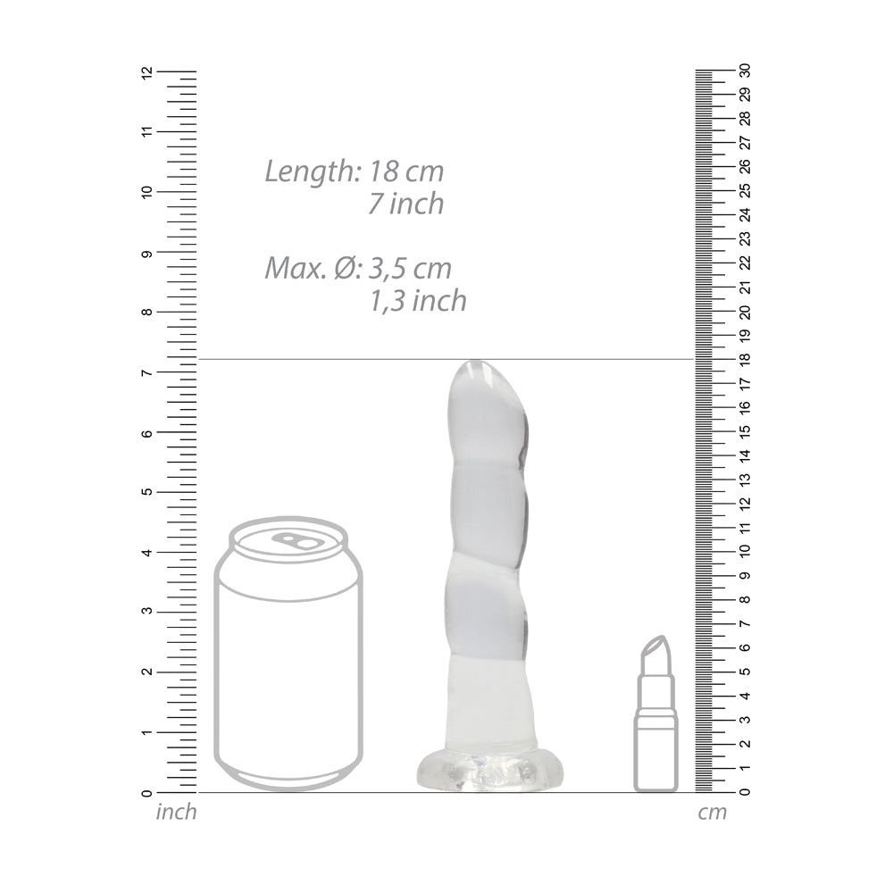 Realrock Crystal Clear Non-Realistic Dildo With Suction Cup 7 In. Translucent