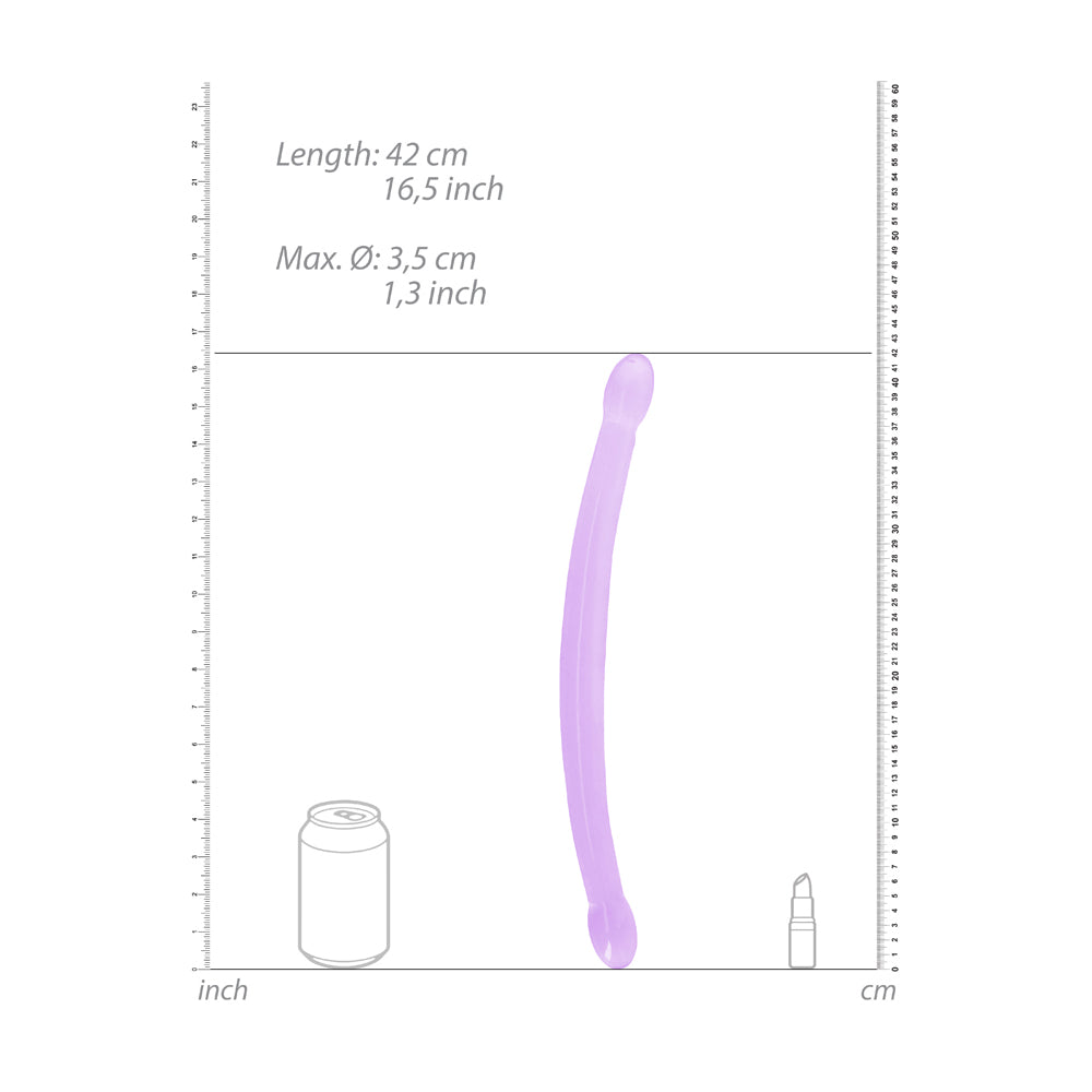 Realrock Crystal Clear Non-Realistic Double Dong 17 In. Purple