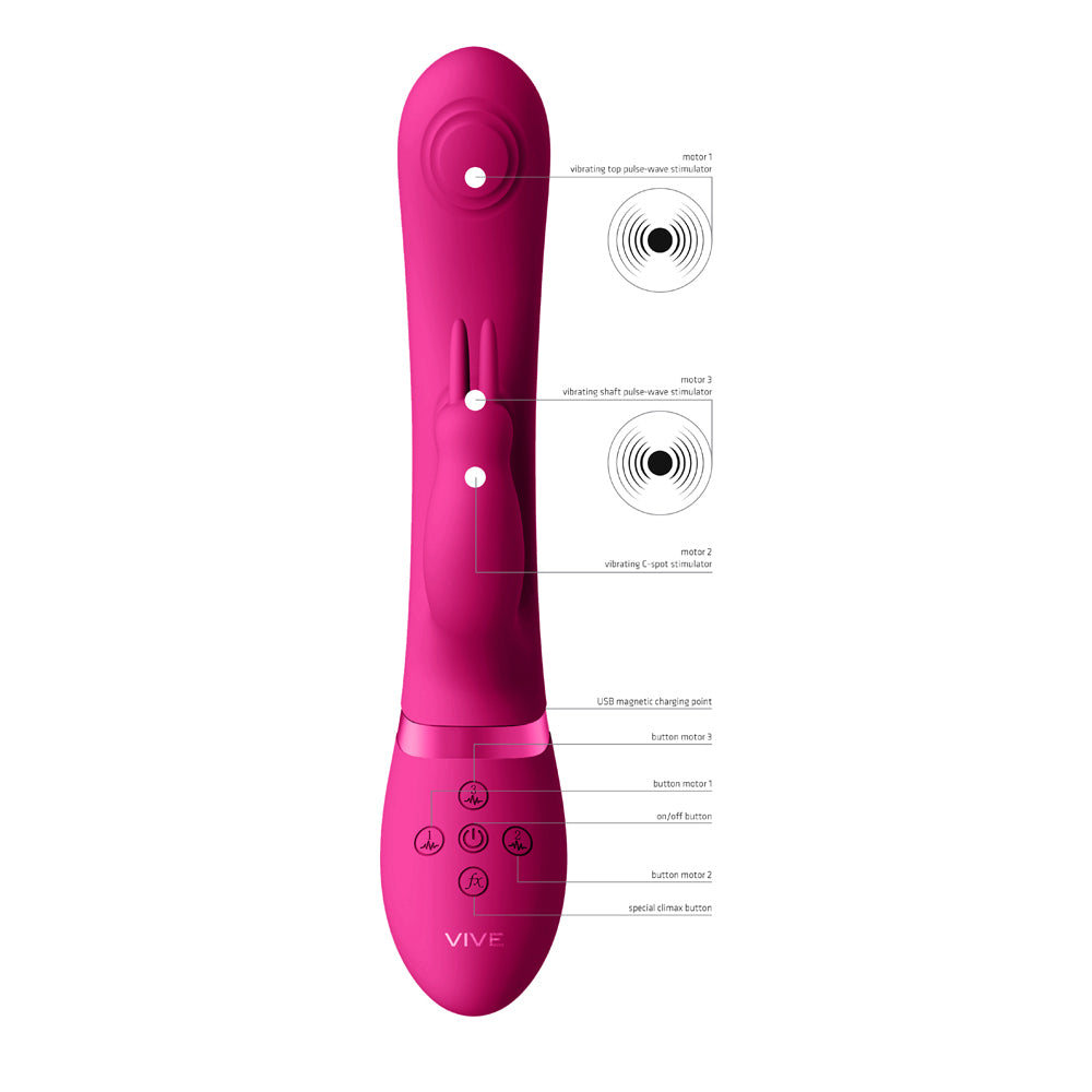 Vive May Dual Pulse-Wave & Vibrating C-Spot & G-Spot Rabbit Pink