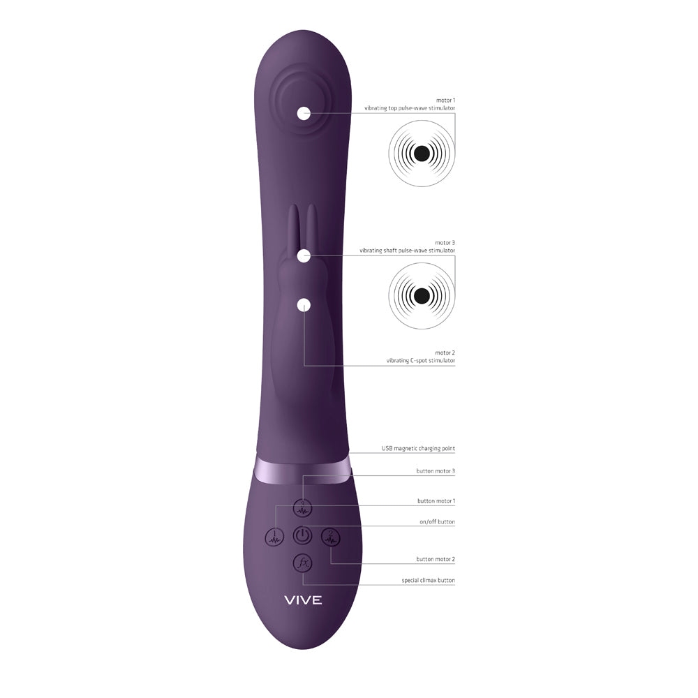 Vive May Dual Pulse-Wave & Vibrating C-Spot & G-Spot Rabbit Purple