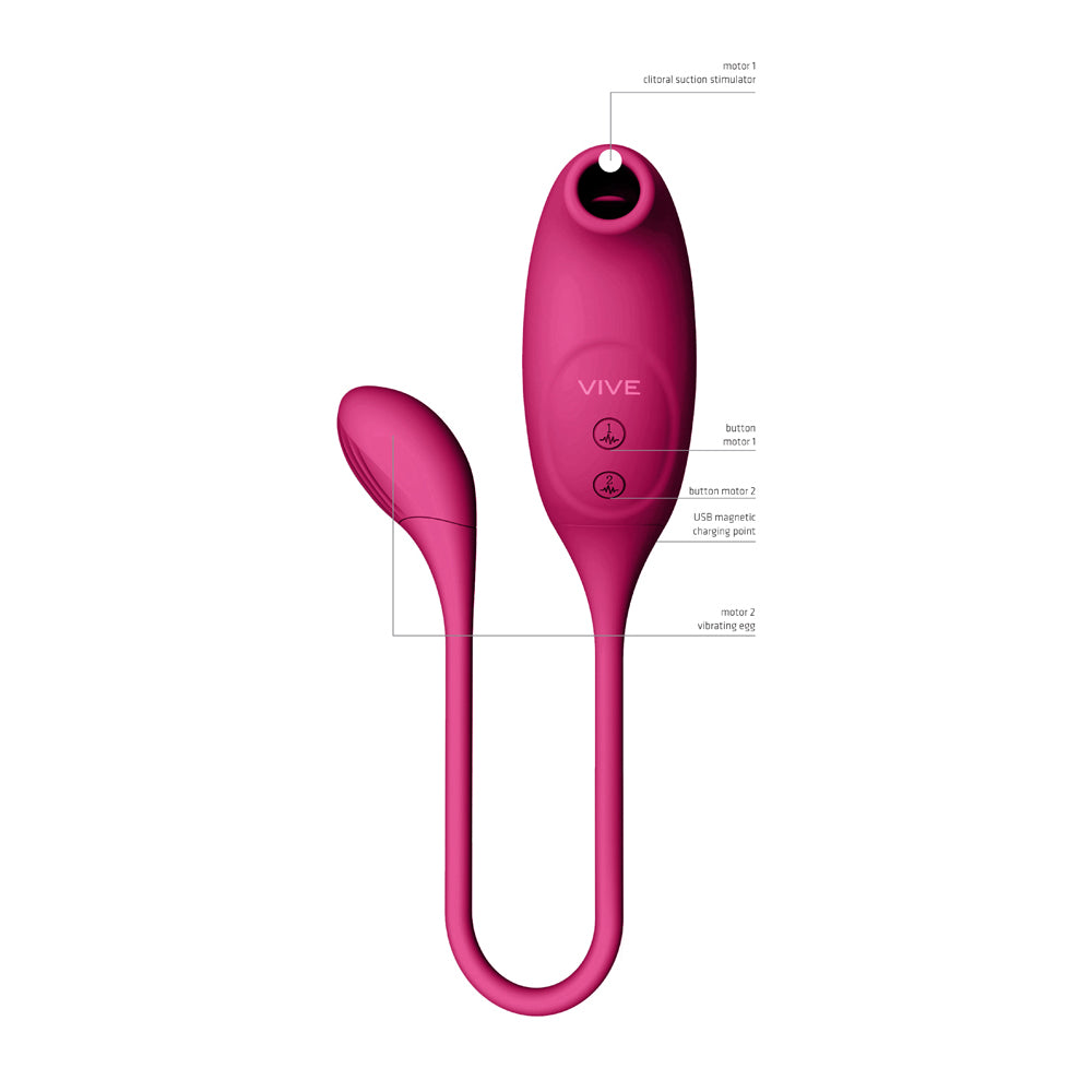 Vive Quino Air Wave & Vibrating Egg Vibrator Pink
