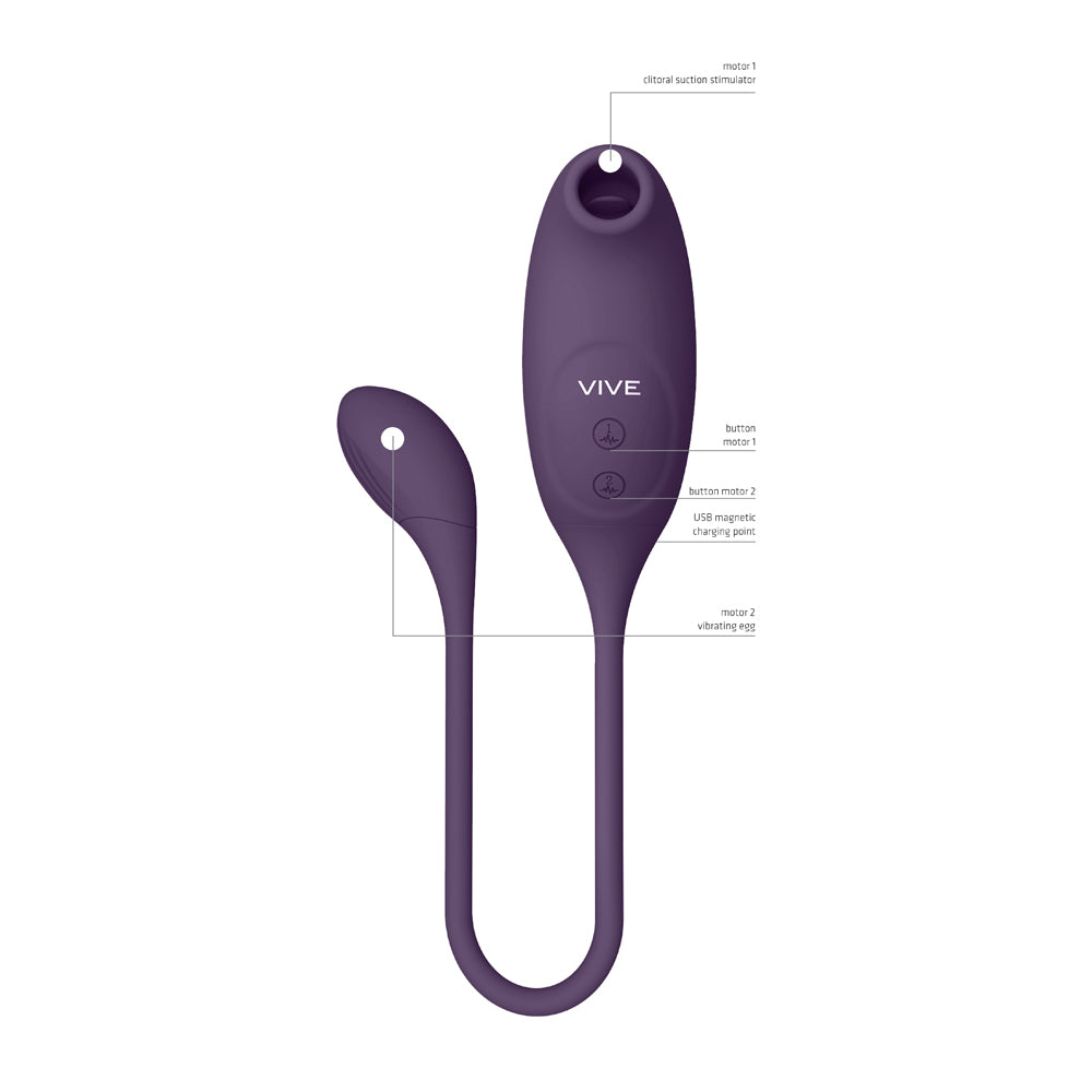 Vive Quino Air Wave & Vibrating Egg Vibrator Purple