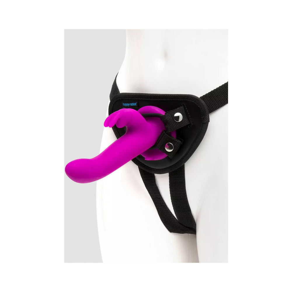 Happy Rabbit Vibrating Strap On Harness Set Purple