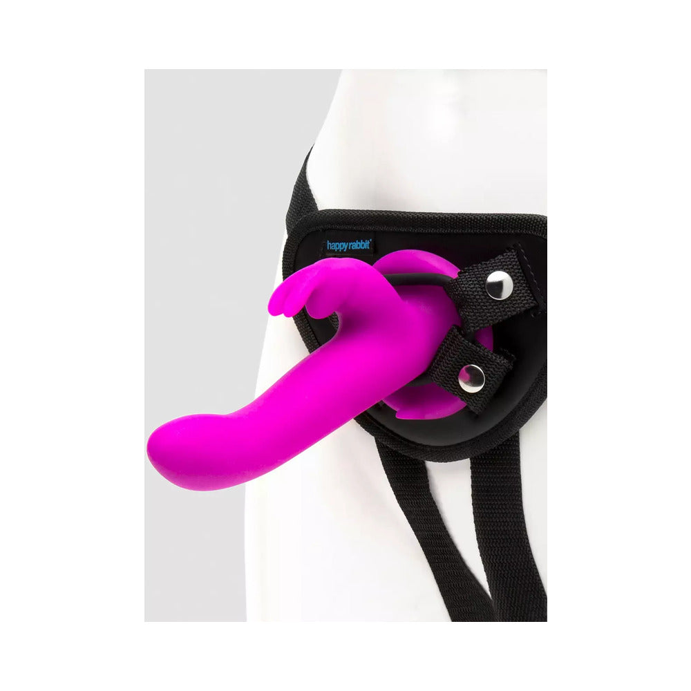 Happy Rabbit Vibrating Strap On Harness Set Purple