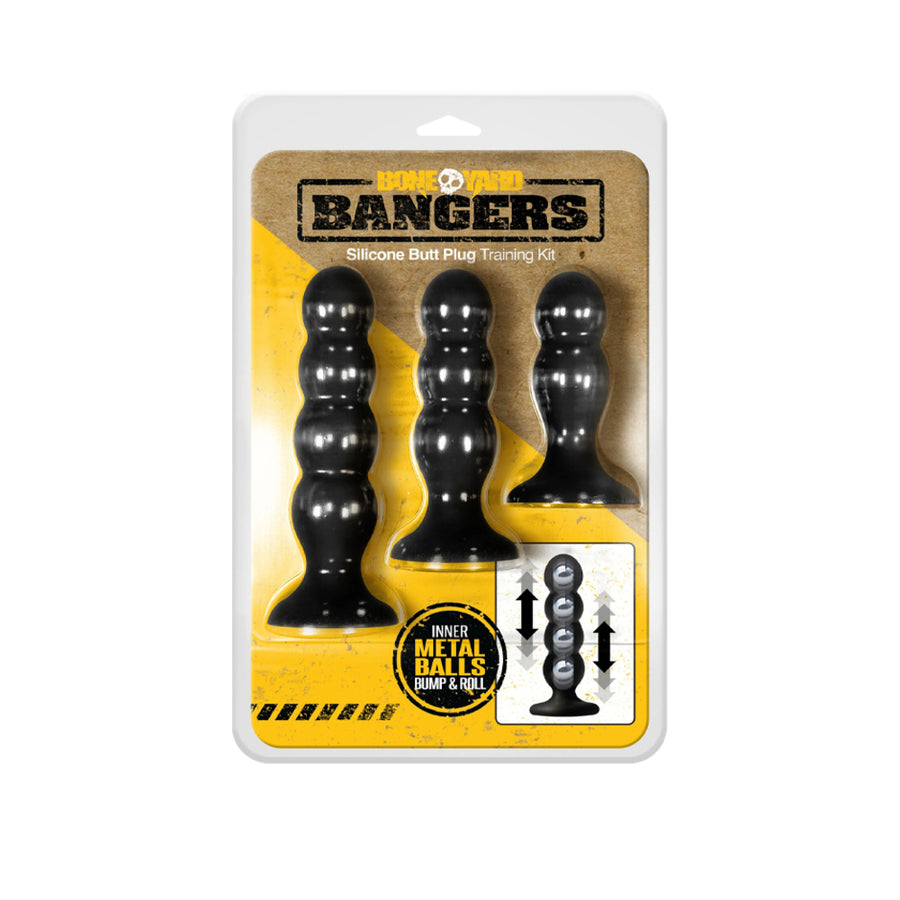 Boneyard Bangers Silicone Butt Plug Training Kit - Black