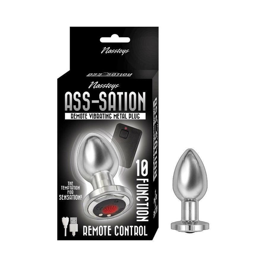 Ass-Sation Remote Vibrating Metal Plug - Silver