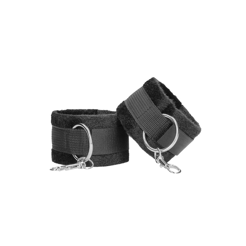 Ouch! Black & White Velcro Hand Or Ankle Cuffs With Adjustable Straps Black