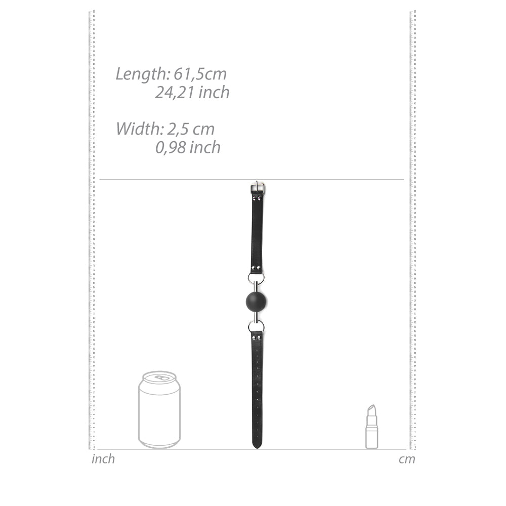 Ouch! Black & White Solid Rubber Ball Gag With Bonded Leather Straps Black