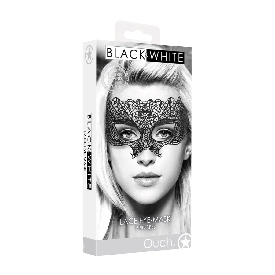 Ouch! Black &amp; White Lace Eye Mask Princess Black