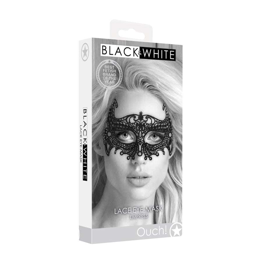 Ouch! Black &amp; White Lace Eye Mask Empress Black