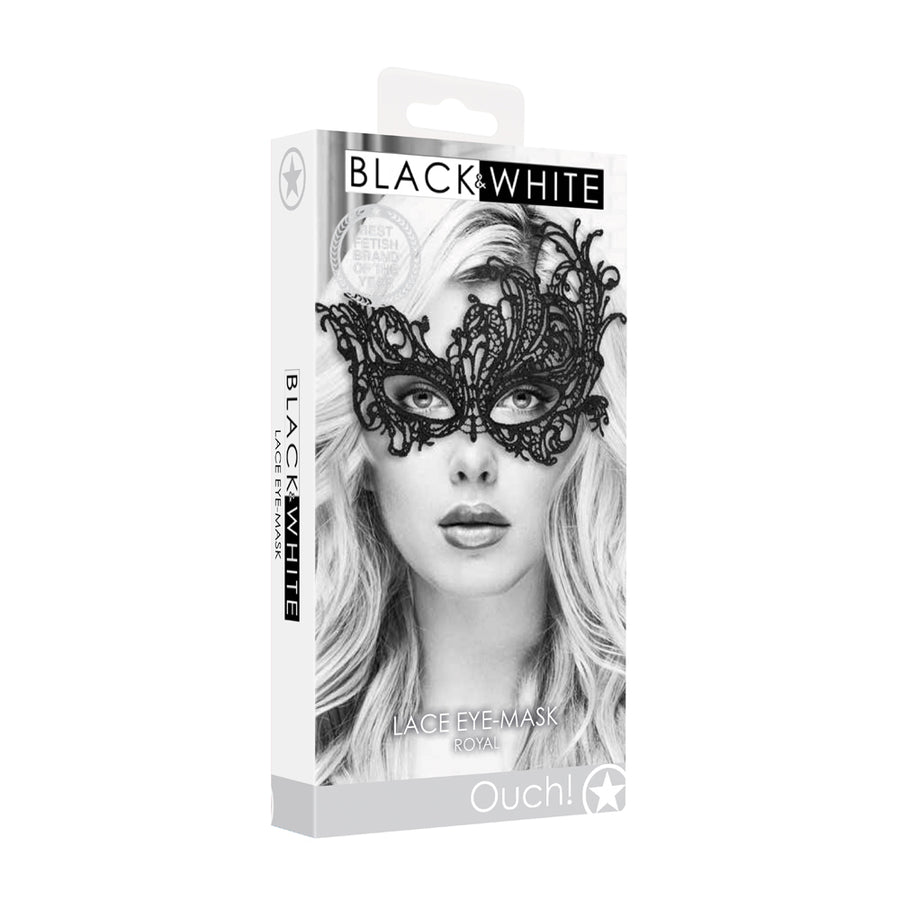 Ouch! Black &amp; White Lace Eye Mask Royal Black