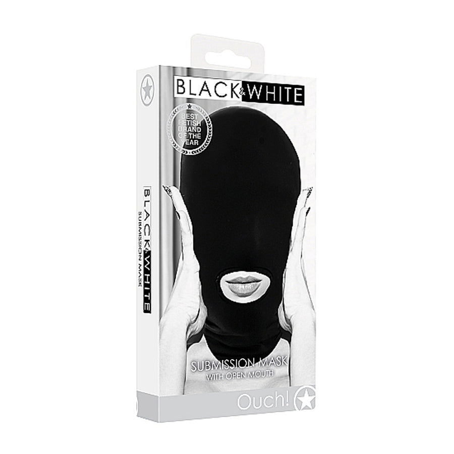 Ouch! Black &amp; White Submission Mask With Open Mouth Black