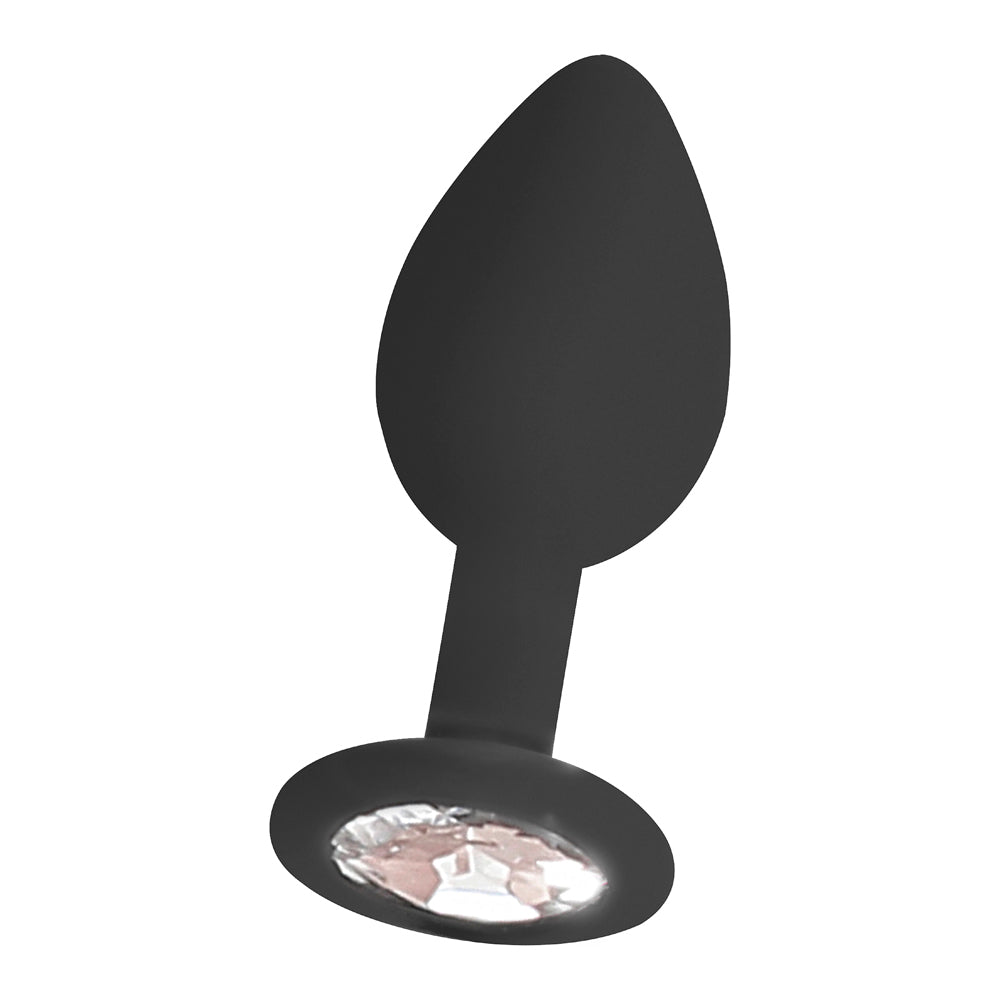 Ouch! Black & White Silicone Butt Plug With Removable Jewel Black