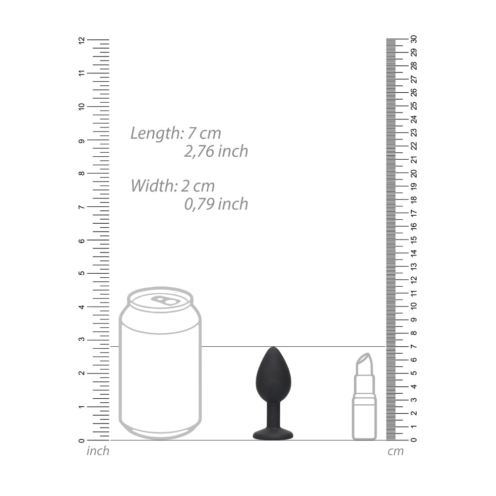 Ouch! Black & White Silicone Butt Plug With Removable Jewel Black