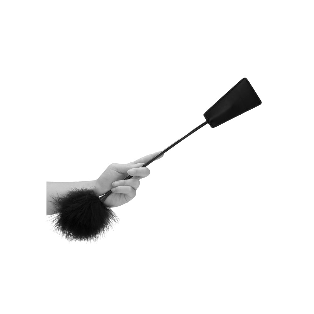 Ouch! Black & White Crop With Feather Tickler Black