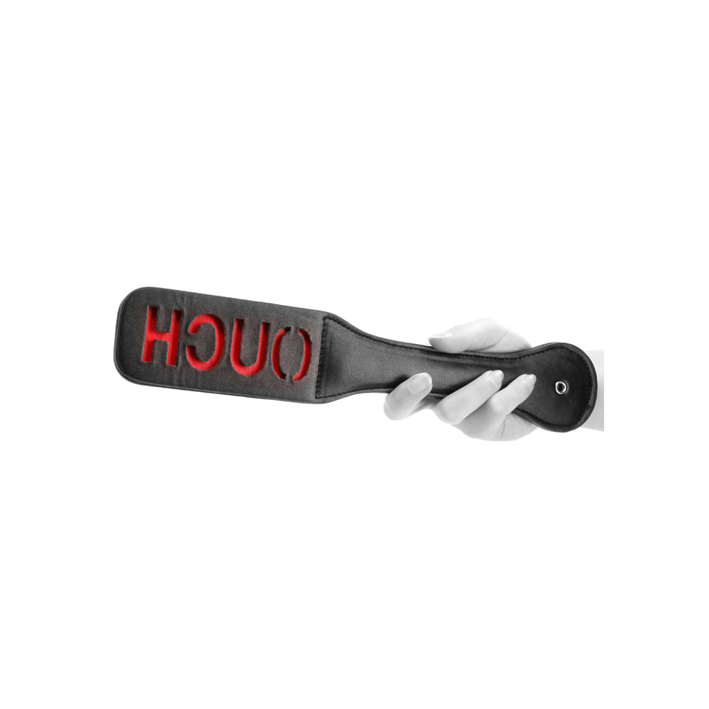Ouch! Black & White Bonded Leather Paddle Ouch Black