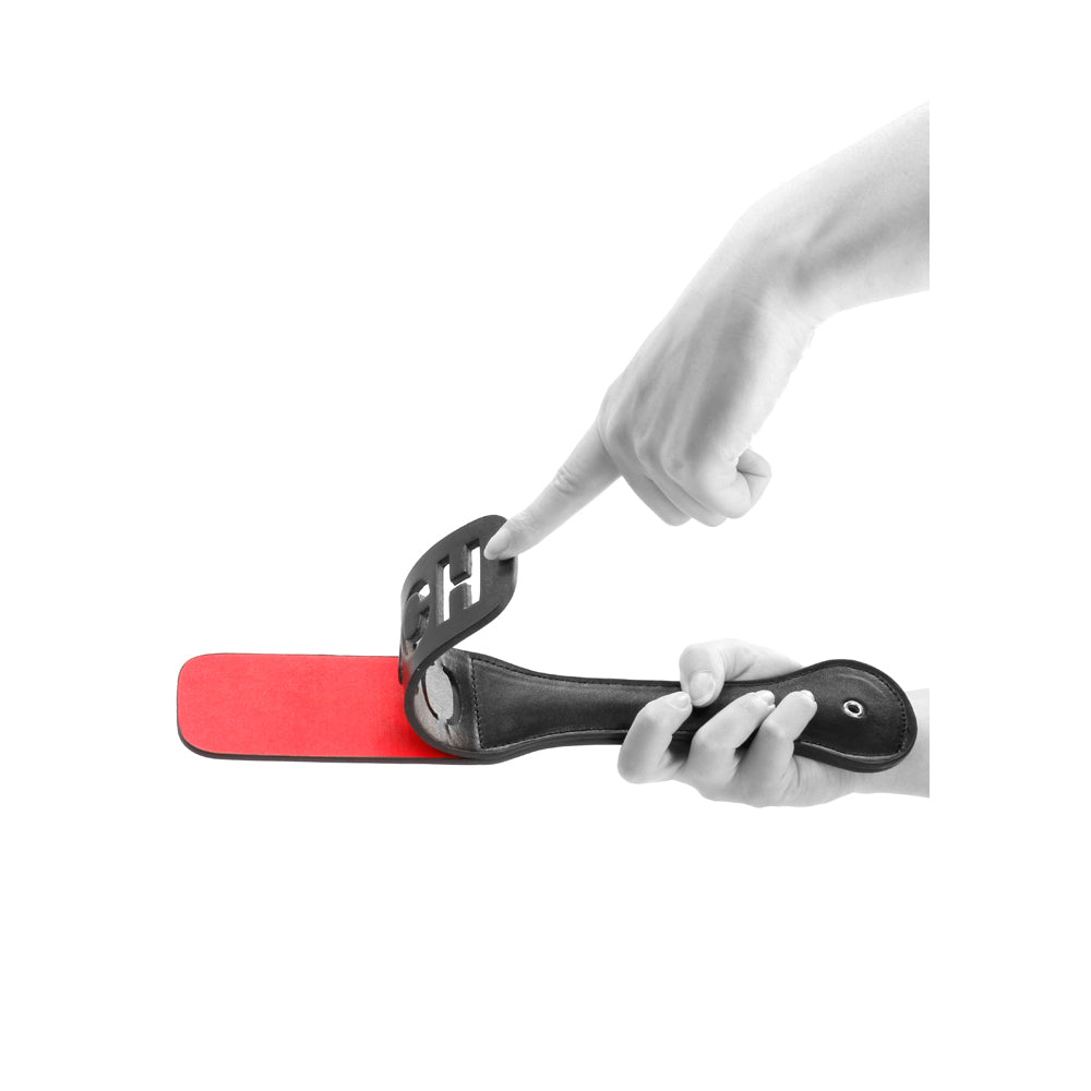 Ouch! Black & White Bonded Leather Paddle Ouch Black