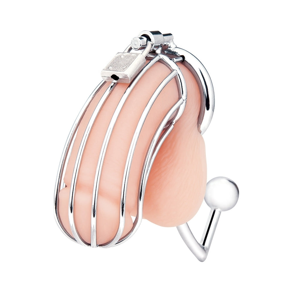 Blue Line Cock Cage W/Anal Stimulator - Silver