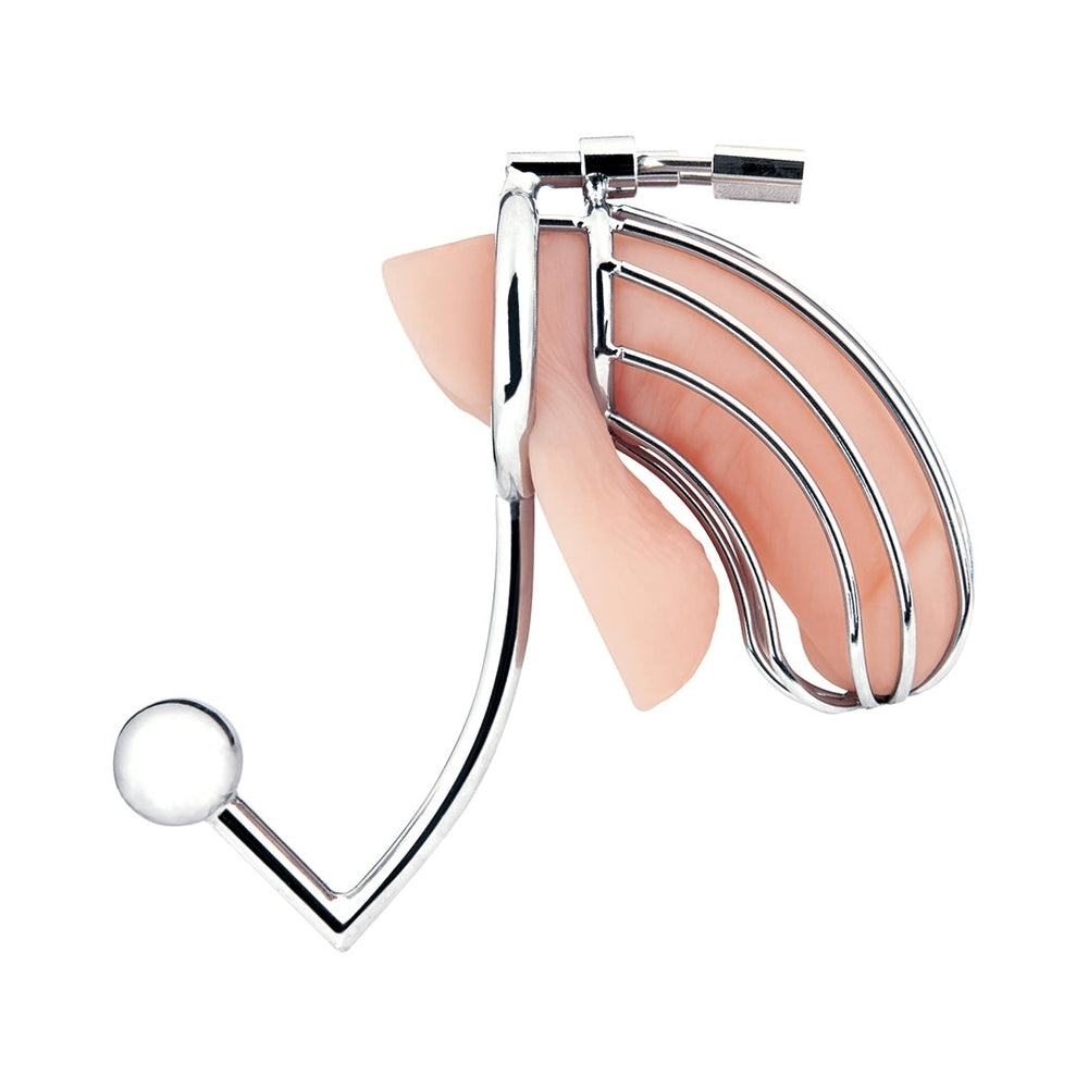 Blue Line Cock Cage W/Anal Stimulator - Silver