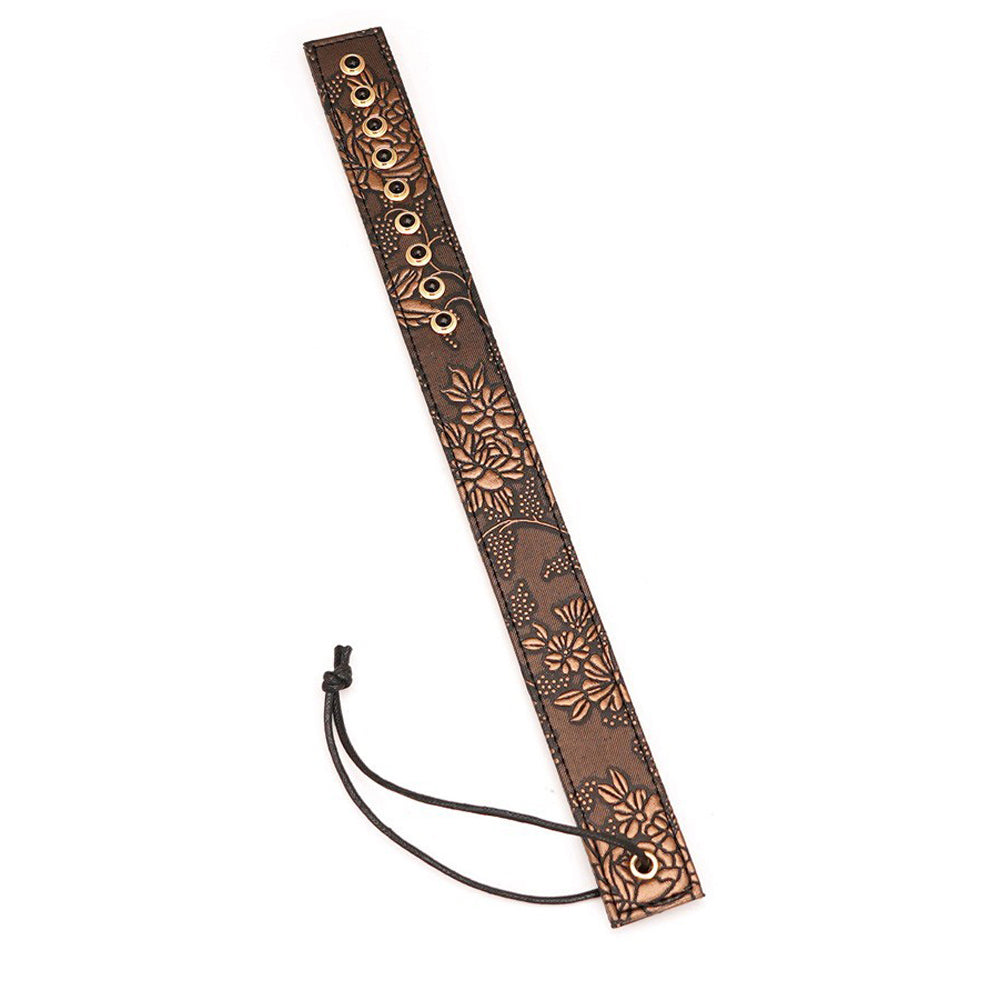 Spartacus  Paddle Brown Pu Floral Print With Gems